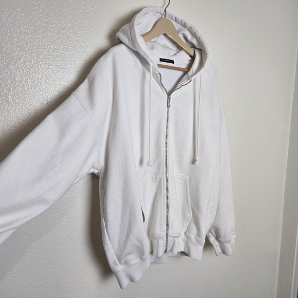 Brandy Melville White Christy Hoodie Oversized Slouchy Fit Zip-up Coastal O/S - Picture 6 of 15